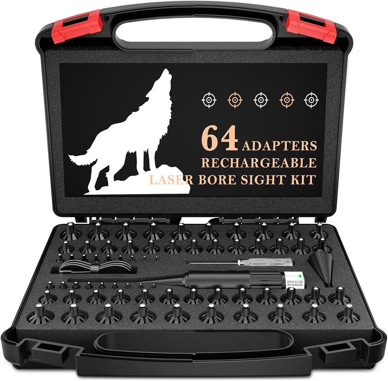 Despwolf USB Rechargeable Bore Sight Laser, 64 Adapters Professional Green Laser Bore Sight Kit, Fit 0.17 to 12GA Calibers, Multiple Caliber Bright Bore Sighter Laser Powerful Support for All Gun, Rifle,Pistol - Image 1